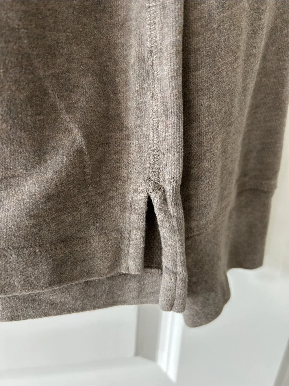 J Crew Authentic Sueded Jersey 1/4 Zip Pullover Sz L w MEASUREMENTS Brown/Tan